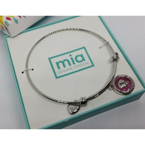 New Mia love heart crystal charm bracelet romantic stackable layering GIFTABLE - Picture 2 of 2